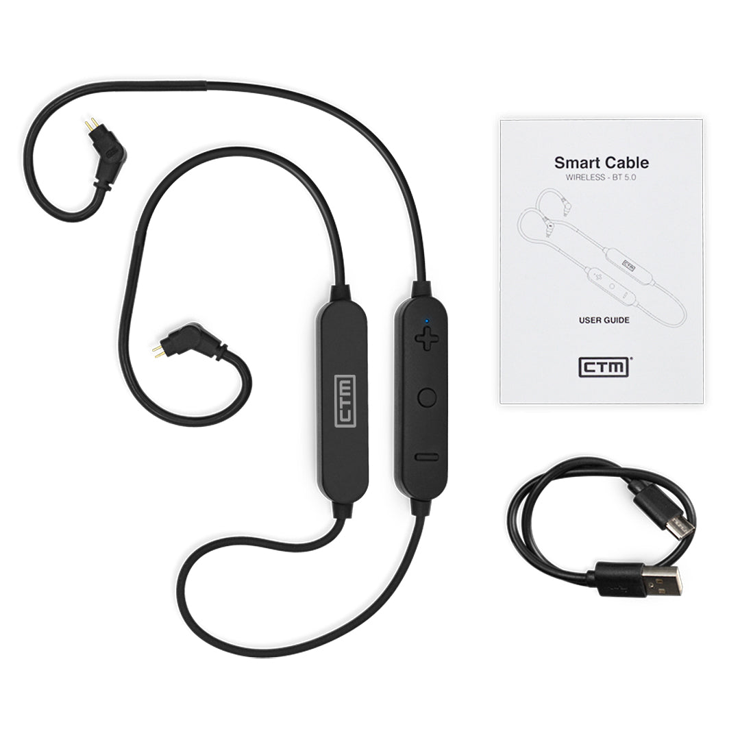 CTM In-Ears Smart Cable | Wireless Cable | 2-Pin 0.78mm | Bluetooth 5.0 | Mic | Inline Controls